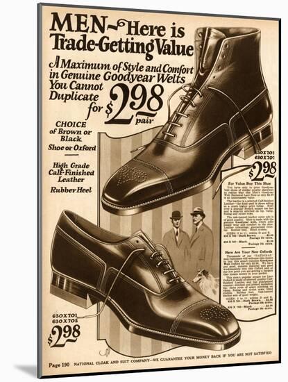 Mens Shoes 1924-null-Mounted Art Print