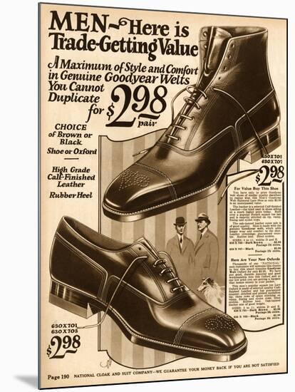 Mens Shoes 1924-null-Mounted Art Print