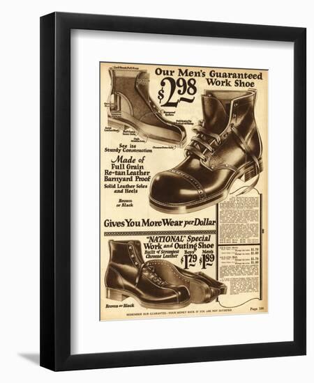 Mens Work Shoes 1924-null-Framed Photographic Print