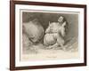 Mental Patient at la Salpetriere Sitting on Her Bed in Phase Gaie-Richer-Framed Photographic Print