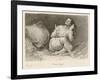 Mental Patient at la Salpetriere Sitting on Her Bed in Phase Gaie-Richer-Framed Photographic Print