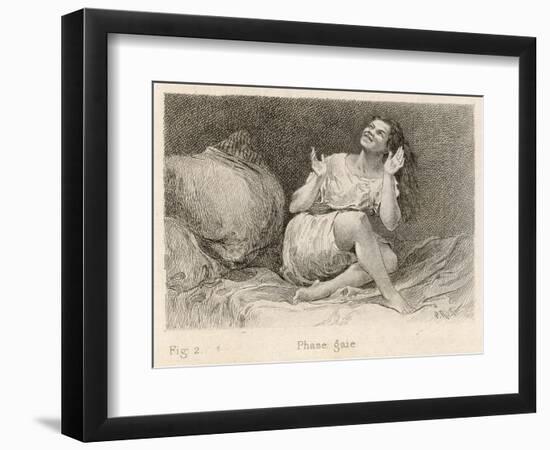 Mental Patient at la Salpetriere Sitting on Her Bed in Phase Gaie-Richer-Framed Photographic Print