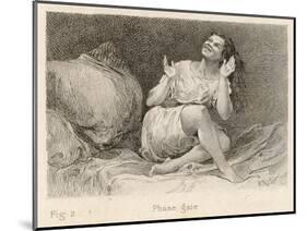 Mental Patient at la Salpetriere Sitting on Her Bed in Phase Gaie-Richer-Mounted Photographic Print