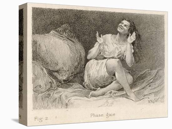 Mental Patient at la Salpetriere Sitting on Her Bed in Phase Gaie-Richer-Stretched Canvas