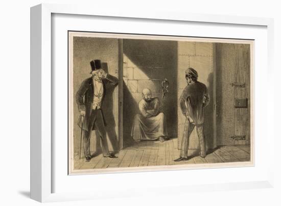 Mental Patient Confined in a Strait-Jacket is Chained Barefoot in a Small Bare Cell-null-Framed Art Print