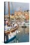 Menton, Cote d'Azur, French Riviera, France. View over harbour to the town.-null-Stretched Canvas