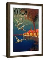 Menton, France - French Riviera Travel Poster No. 1-Lantern Press-Framed Art Print