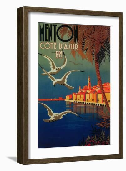 Menton, France - French Riviera Travel Poster No. 1-Lantern Press-Framed Art Print