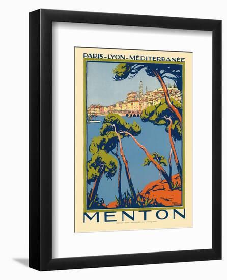 Menton, Paris - Lyon - Méditerrenée: France Railway Company, c.1920s-Roger Broders-Framed Art Print