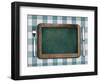 Menu Blackboard Lying on Tablecloth with Knife and Fork-Andrey_Kuzmin-Framed Photographic Print