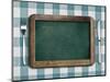 Menu Blackboard Lying on Tablecloth with Knife and Fork-Andrey_Kuzmin-Mounted Photographic Print