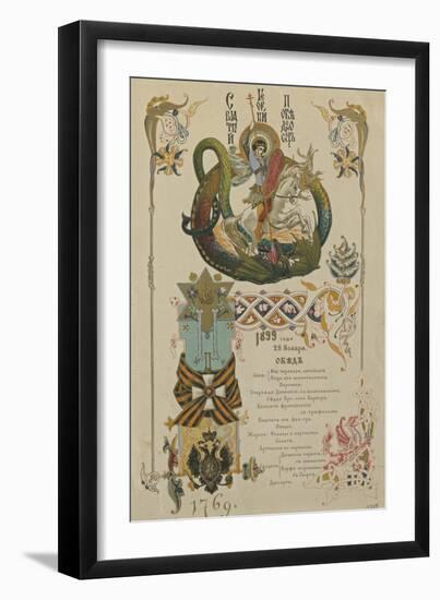 Menu for the Annual Banquet for the Knights of the Order of St. George, November 28, 1899-Viktor Mikhaylovich Vasnetsov-Framed Giclee Print