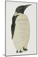 Menu in the Shape on an Emperor Penguin, for the Midwinter's Day Dinner, Cape Evans, 22nd June 1912-Edward W. Nelson-Mounted Giclee Print