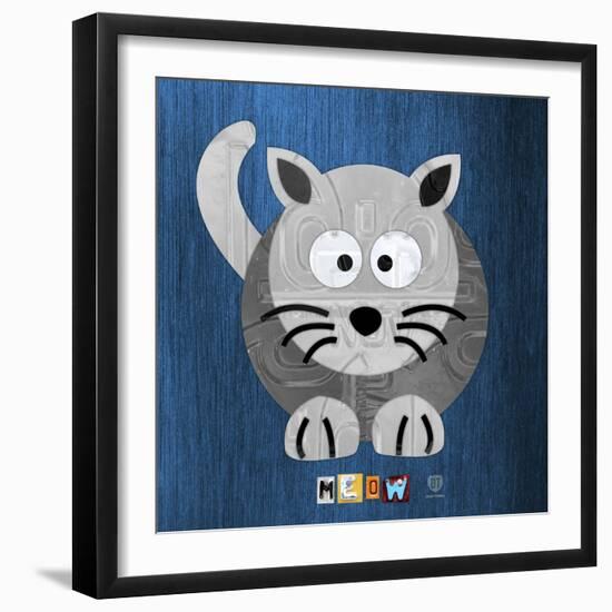 Meow The Cat-Design Turnpike-Framed Giclee Print