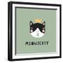 Meowjesty - Illustration of a Cute Funny Cat Face in a Crown-Maria Skrigan-Framed Art Print