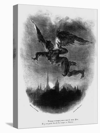 Mephistopheles Prologue in the Sky. Illustration to Goethe's Faust, 1828-Eugene Delacroix-Stretched Canvas