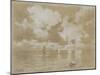 Mer calme avec à l'horizon des barques à voiles-Henri Zuber-Mounted Giclee Print