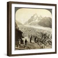 Mer De Glace from the 'Chapeau, Near Chamonix, France-Underwood & Underwood-Framed Photographic Print