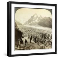 Mer De Glace from the 'Chapeau, Near Chamonix, France-Underwood & Underwood-Framed Photographic Print