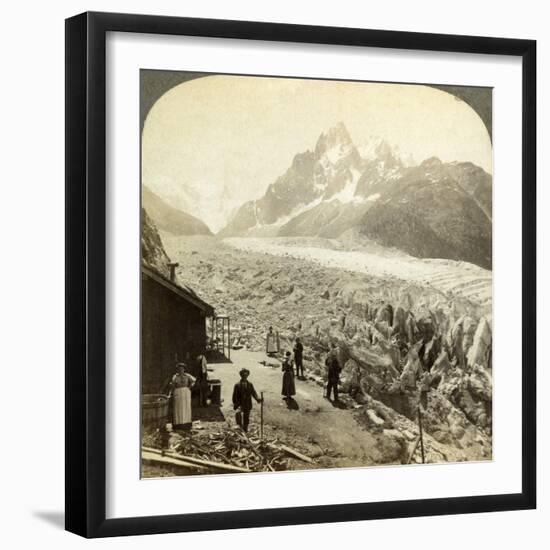 Mer De Glace from the 'Chapeau, Near Chamonix, France-Underwood & Underwood-Framed Photographic Print