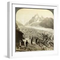 Mer De Glace from the 'Chapeau, Near Chamonix, France-Underwood & Underwood-Framed Photographic Print