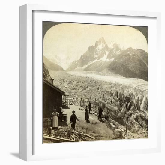Mer De Glace from the 'Chapeau, Near Chamonix, France-Underwood & Underwood-Framed Photographic Print