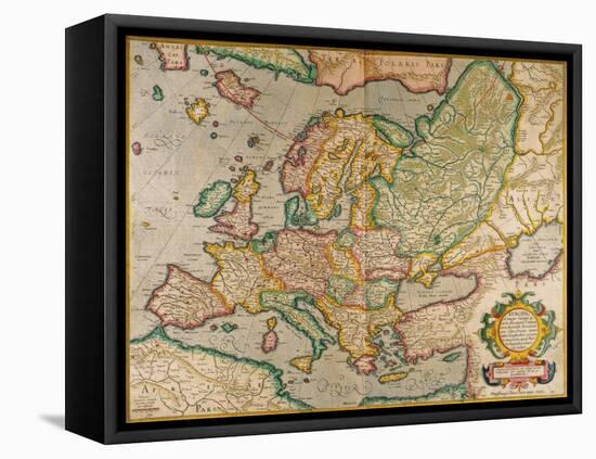 Mercator's Map of Europe-Science Source-Framed Stretched Canvas