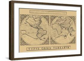 Mercator's World Map, 1524-Gerardus Mercator-Framed Art Print