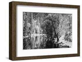 Merced River and Cathedral Rock in winter, Yosemite National Park, California, USA-Russ Bishop-Framed Photographic Print