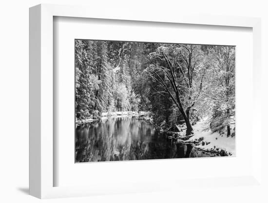 Merced River and Cathedral Rock in winter, Yosemite National Park, California, USA-Russ Bishop-Framed Photographic Print