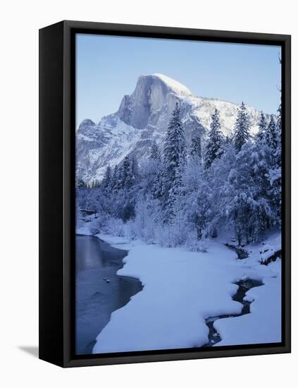 Merced River and Half Dome in Winter-James Randklev-Framed Stretched Canvas