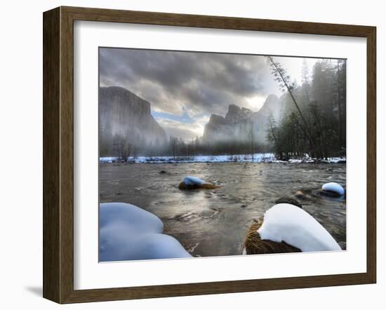 Merced River, El Capitan in Background, Yosemite, California, USA-Tom Norring-Framed Premium Photographic Print