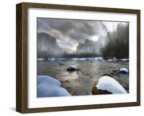 Merced River, El Capitan in Background, Yosemite, California, USA-Tom Norring-Framed Premium Photographic Print