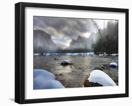 Merced River, El Capitan in Background, Yosemite, California, USA-Tom Norring-Framed Premium Photographic Print