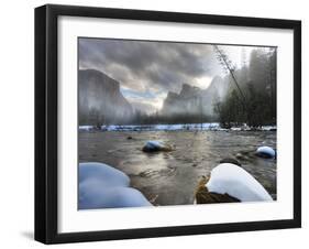 Merced River, El Capitan in Background, Yosemite, California, USA-Tom Norring-Framed Premium Photographic Print