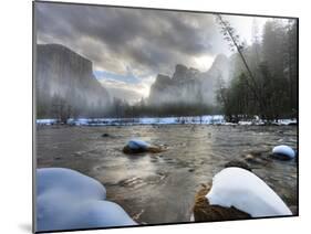 Merced River, El Capitan in Background, Yosemite, California, USA-Tom Norring-Mounted Premium Photographic Print