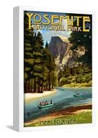 Merced River Rafting - Yosemite National Park, California-null-Framed Poster