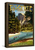 Merced River Rafting - Yosemite National Park, California-null-Framed Poster