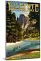 Merced River Rafting - Yosemite National Park, California-Lantern Press-Mounted Art Print