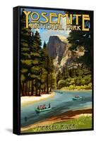 Merced River Rafting - Yosemite National Park, California-Lantern Press-Framed Stretched Canvas