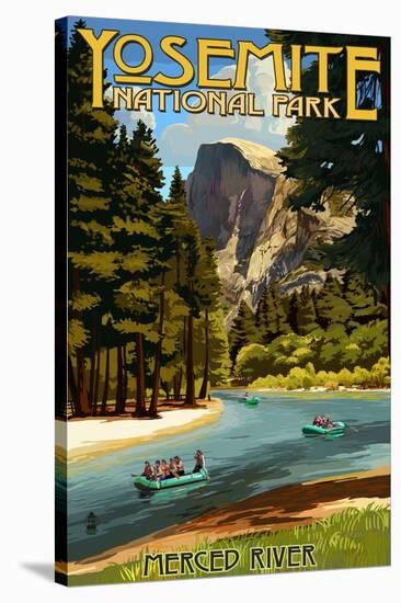 Merced River Rafting - Yosemite National Park, California-Lantern Press-Stretched Canvas