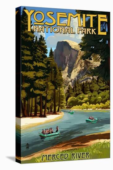 Merced River Rafting - Yosemite National Park, California-Lantern Press-Stretched Canvas