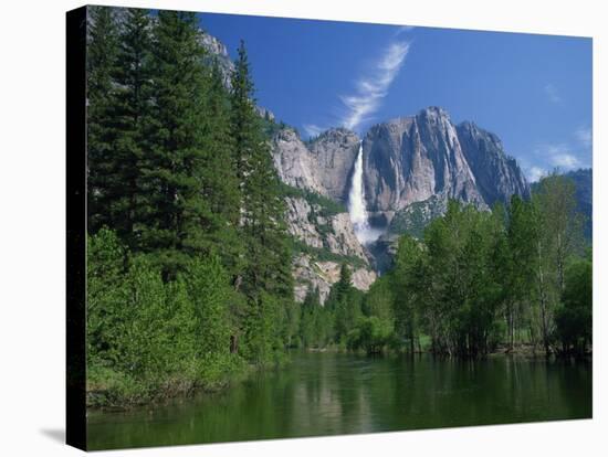 Merced River, Yosemite Falls in the Background, Yosemite National Park, California, USA-Tomlinson Ruth-Stretched Canvas