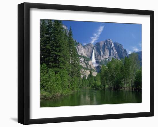 Merced River, Yosemite Falls in the Background, Yosemite National Park, California, USA-Tomlinson Ruth-Framed Premium Photographic Print