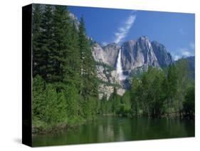 Merced River, Yosemite Falls in the Background, Yosemite National Park, California, USA-Tomlinson Ruth-Stretched Canvas