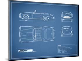 Mercedes 190-SL-Blue-Mark Rogan-Mounted Art Print