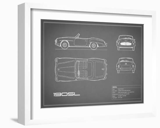 Mercedes 190-SL-Grey-Mark Rogan-Framed Art Print