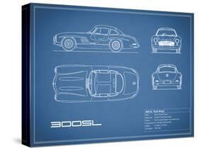 Mercedes 300SL Gullwing-Blue-Mark Rogan-Stretched Canvas