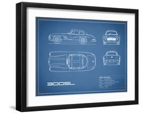 Mercedes 300SL Gullwing-Blue-Mark Rogan-Framed Art Print