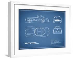 Mercedes 300SL Gullwing-Blue-Mark Rogan-Framed Art Print